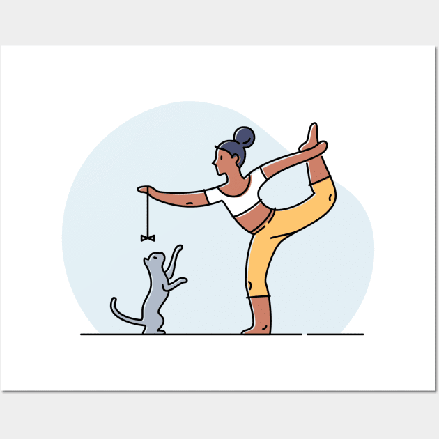 YOGA WITH CAT ILLUSTRATION Wall Art by Trio Store